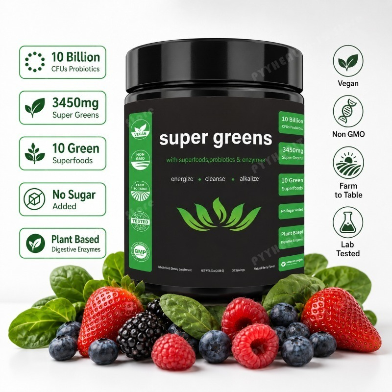 Super Greens Powder with Fruit - Digestive Enzyme Blend review and price