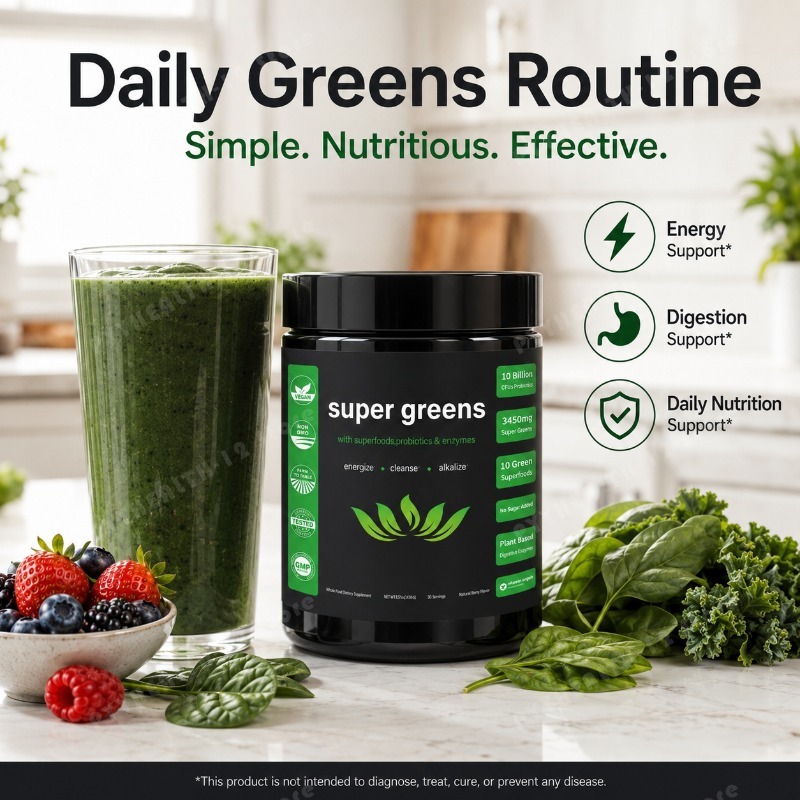 Super Greens Powder with Fruit - Digestive Enzyme Blend review and price