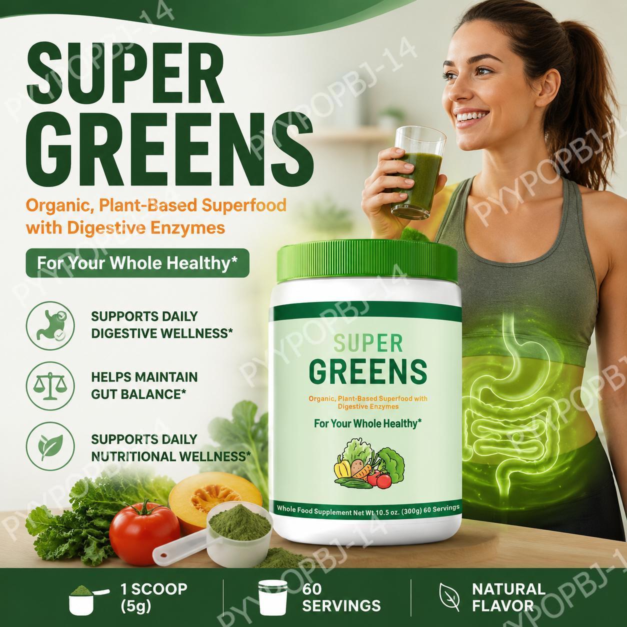 Super Greens Powder Organic Pl - Digestive Enzyme Blend review and price