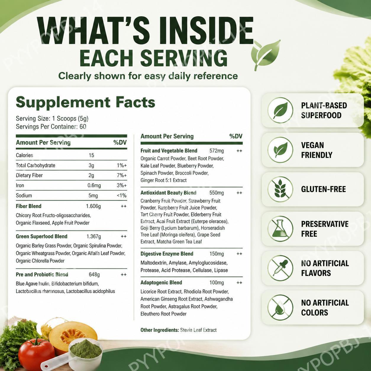 Super Greens Powder Organic Pl - Digestive Enzyme Blend review and price